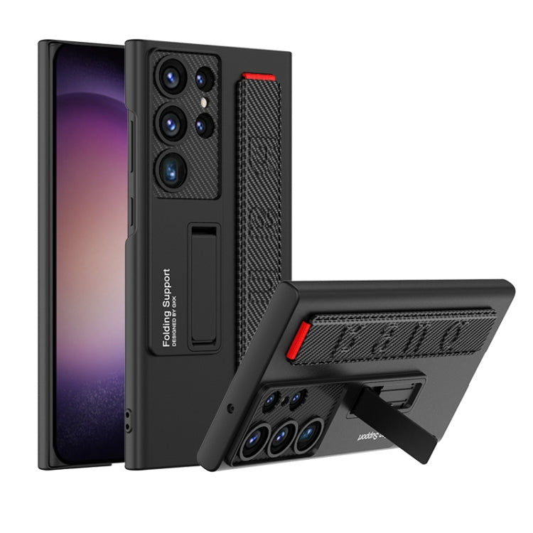 GKK Ultra-Thin Black Case with Carbon Fibre Holder - For Samsung Galaxy S23 Ultra - mosaccessories